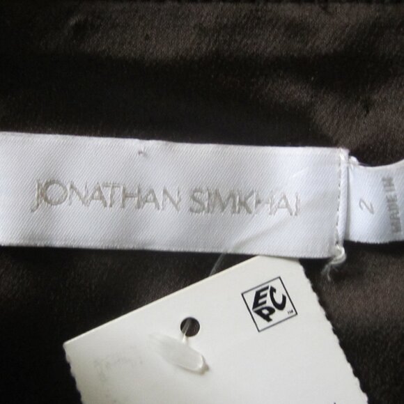 NWT JONATHAN SIMKHAI Size 2 Sable Sequined Square Neck Puff Sleeve Top - Picture 7 of 11